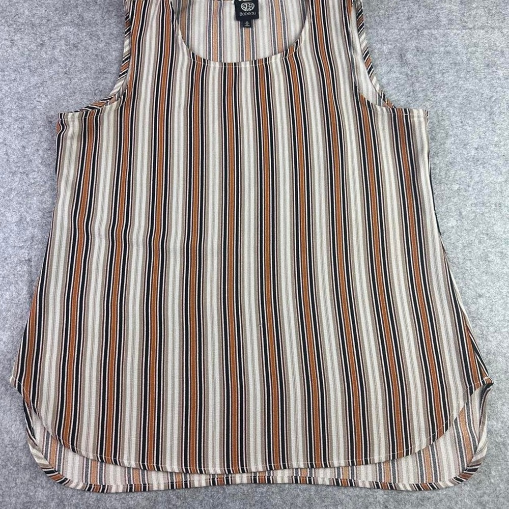 Bobeau Womens Medium Striped Sleeveless Tank Top Blouse Earth Tones High Low Hem